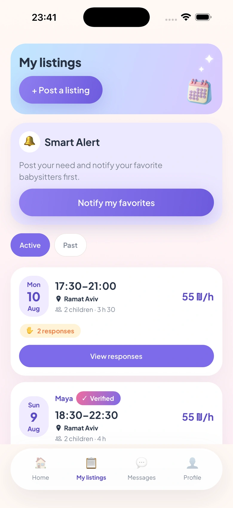 Posting a babysitting listing in Bambinoush